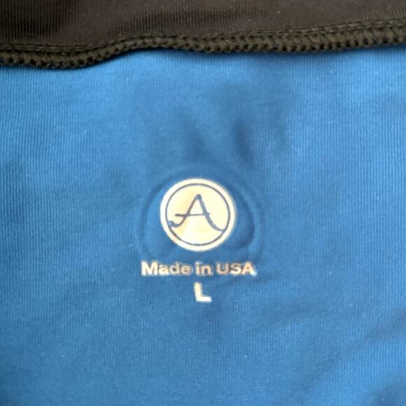 Active Angelz Full Zip Short Sleeve Cycle Top Blue Black Size Large - Picture 6 of 7